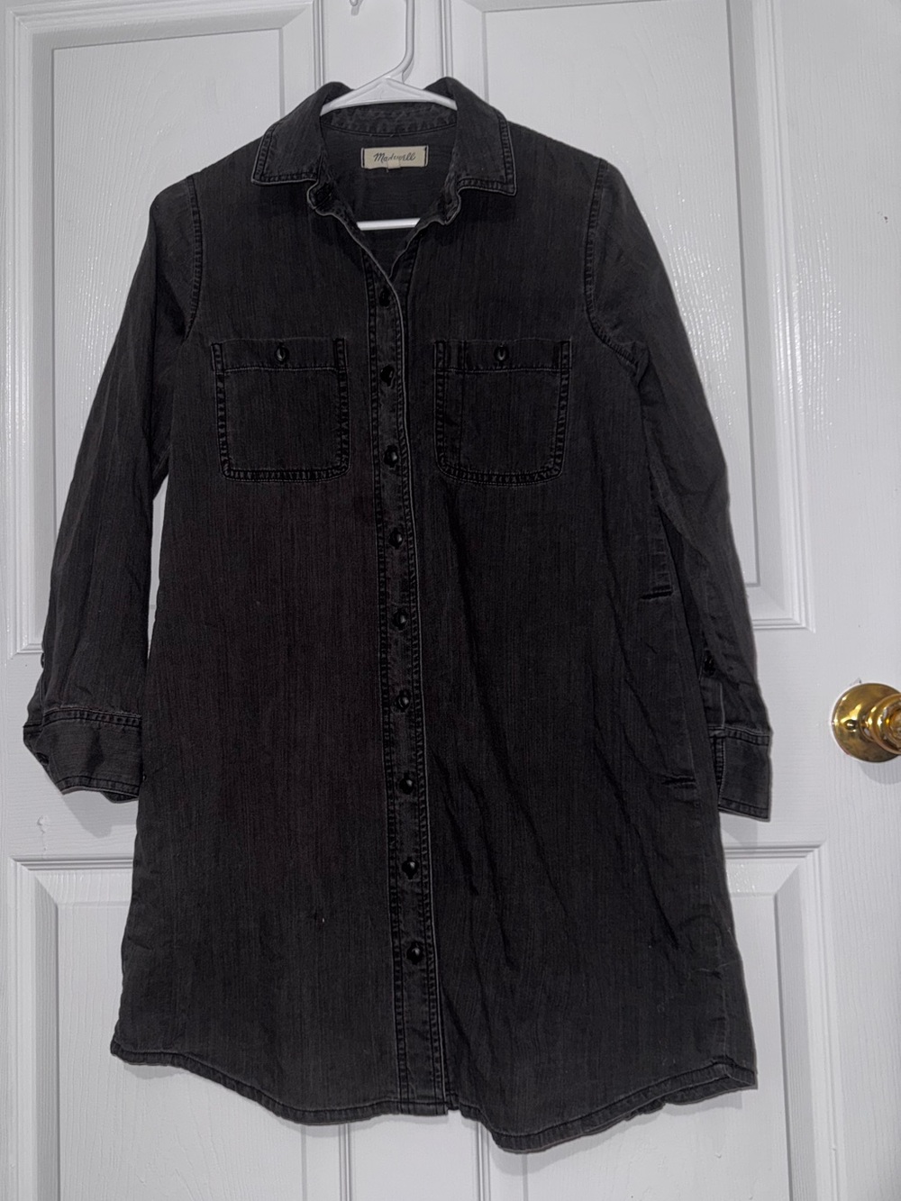 Madewell Washed Black Denim Jacket Dress